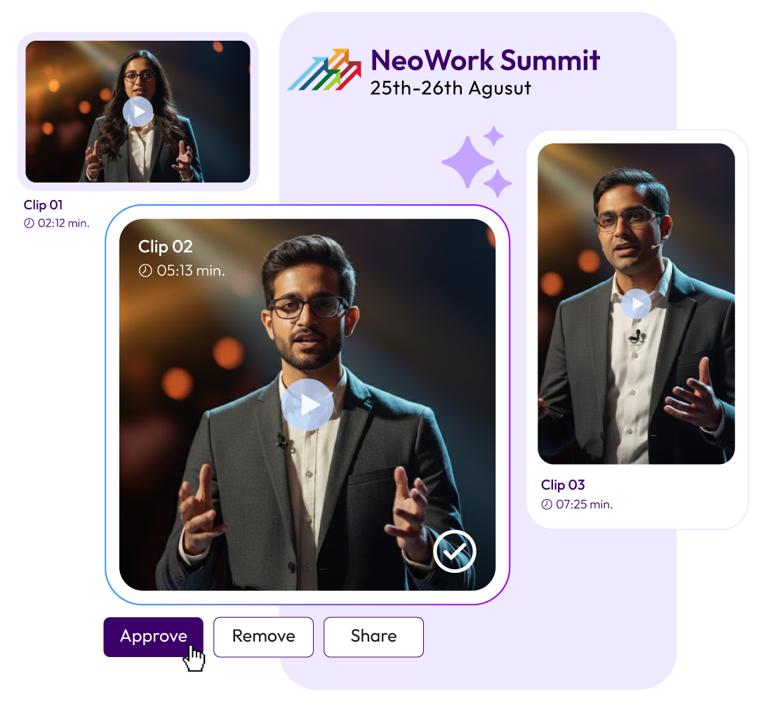 AI-generated conference clips management