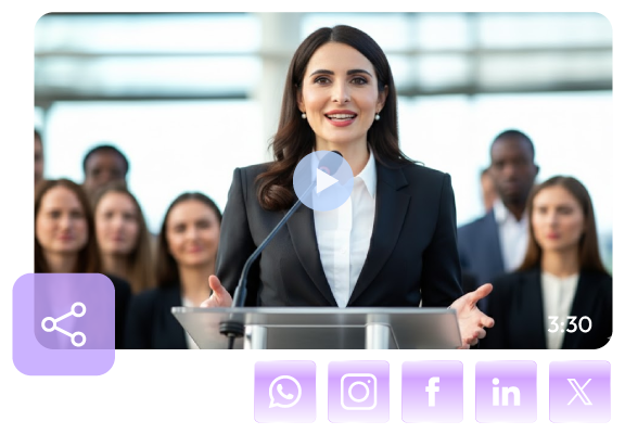 Share and track AI-generated townhall video clips